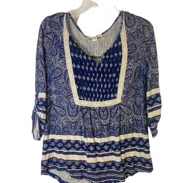 Vintage American Blues peasant cottage boho top Bl