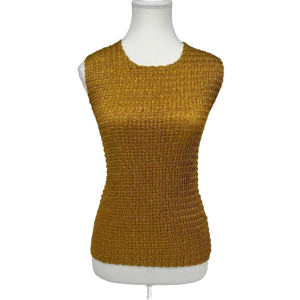 Vintage 90’s Nicola Popcorn Tank Top Shirt Gold S… - image 1