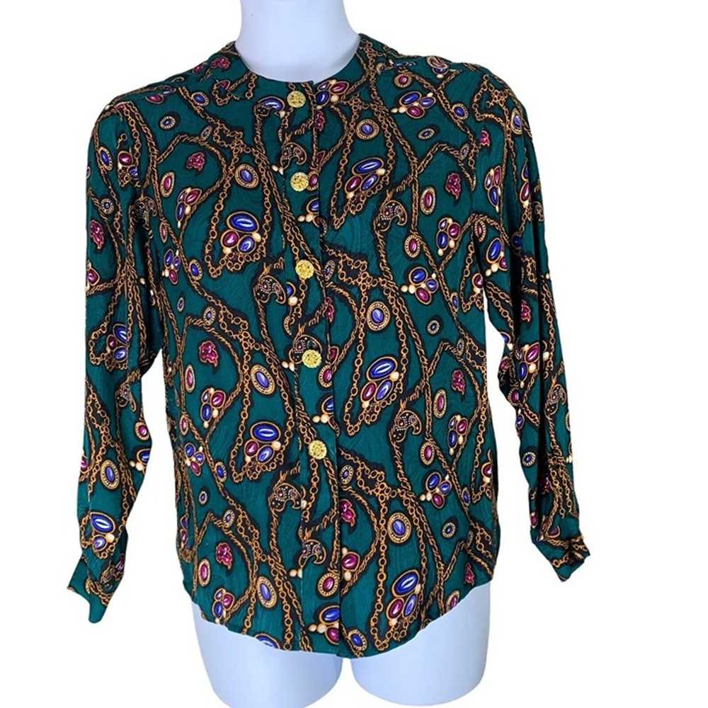 Vintage Nordstrom Blouse Size 4 Silk Button Up To… - image 1