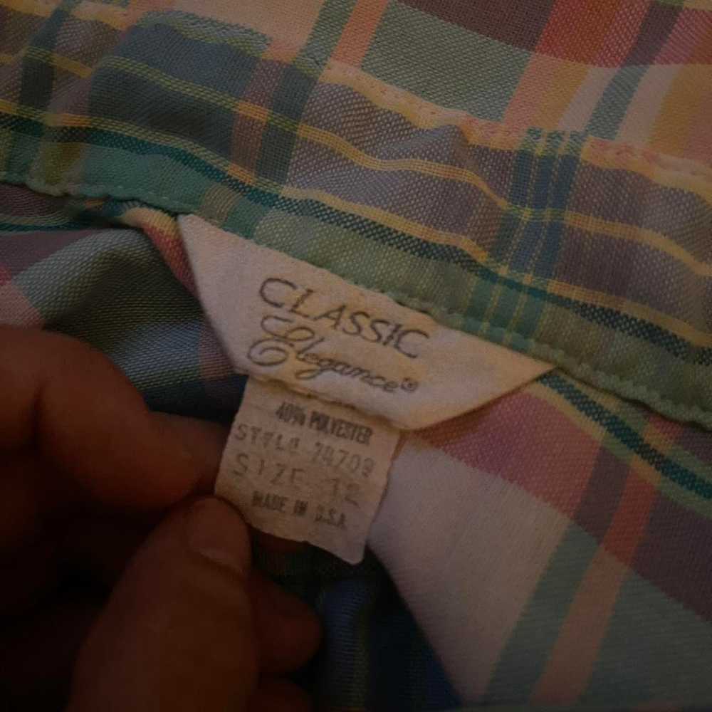 80s pastel plaid button down shirt - image 6