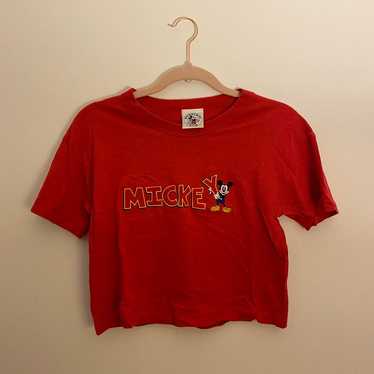 Vintage Disney Mickey crop top tshirt te - image 1