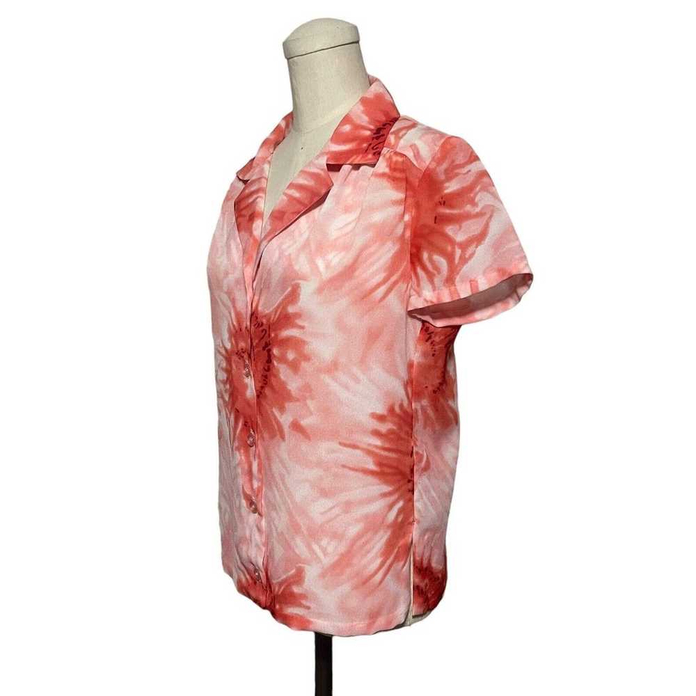 Vintage Pink Tie Dye Look Abstract Floral Sheer B… - image 2