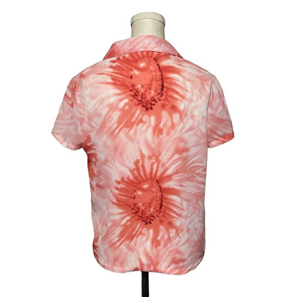 Vintage Pink Tie Dye Look Abstract Floral Sheer B… - image 4