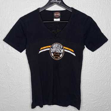 Vintage Y2K Harley Davidson V-Neck T-Shirt - image 1