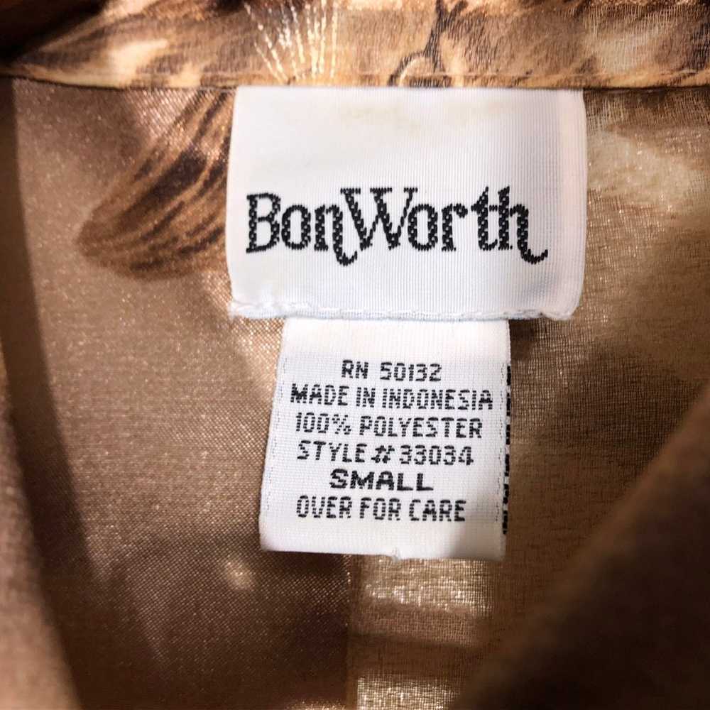 Bon Worth Sheer Cat Button Down Womens Size Small… - image 2