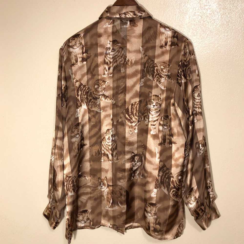 Bon Worth Sheer Cat Button Down Womens Size Small… - image 4