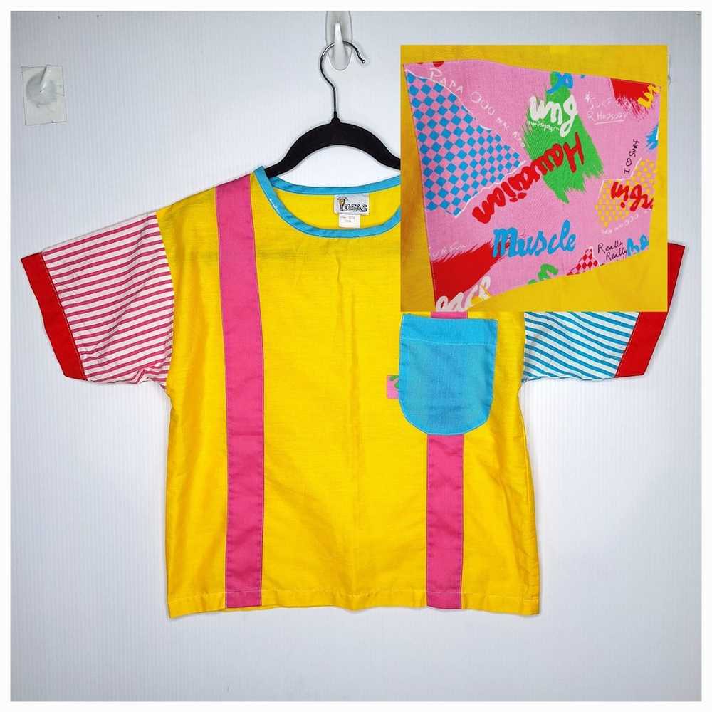 Vintage 80s Bright Ideas Top Small New Wave Surf … - image 2