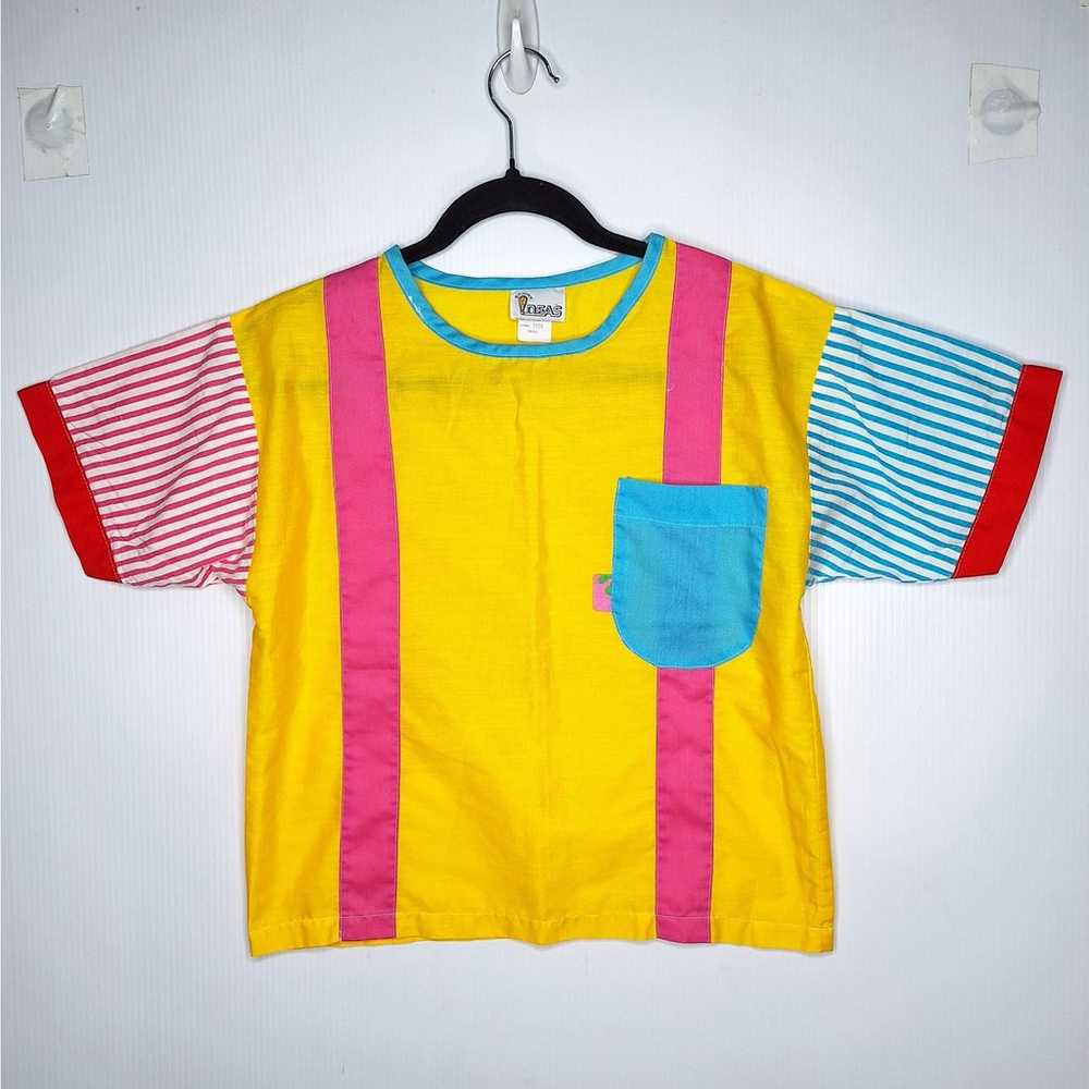 Vintage 80s Bright Ideas Top Small New Wave Surf … - image 3