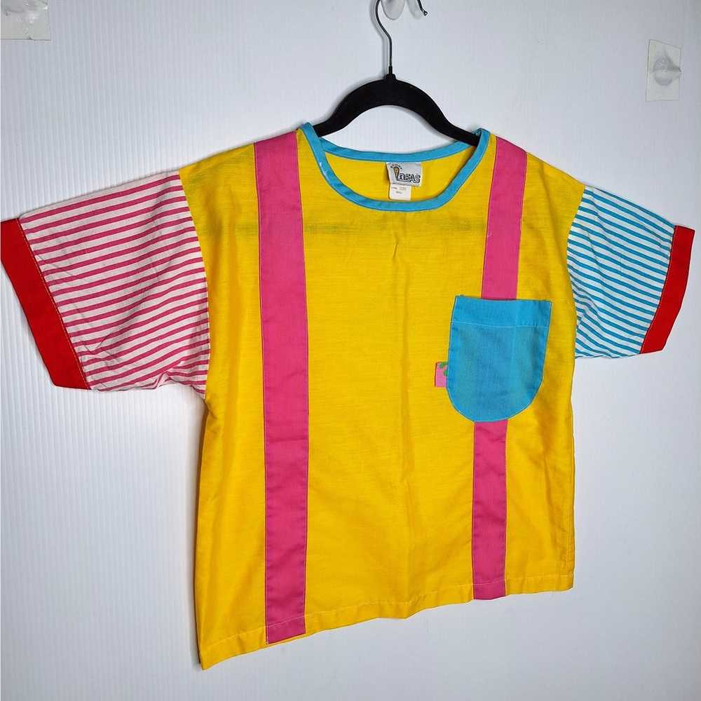 Vintage 80s Bright Ideas Top Small New Wave Surf … - image 4