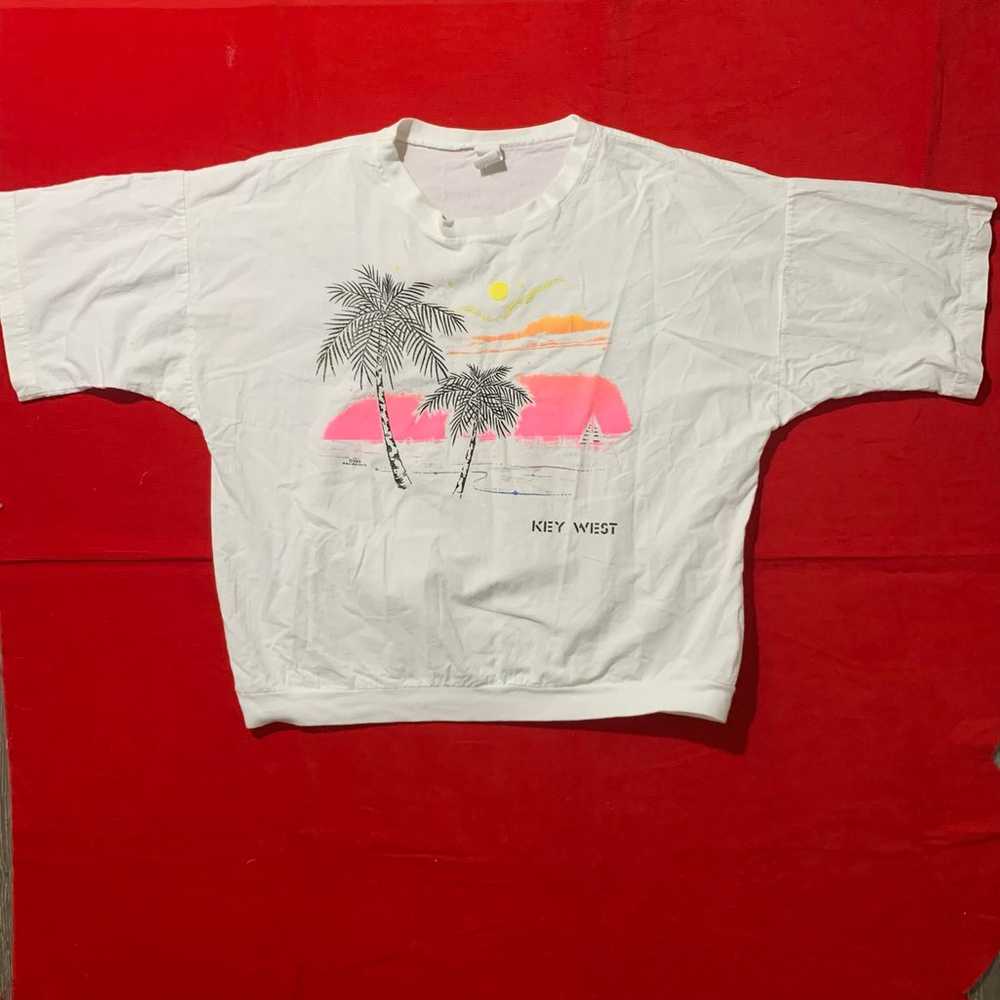 Unisex Vintage 80s cotton tropical beach pattern … - image 1