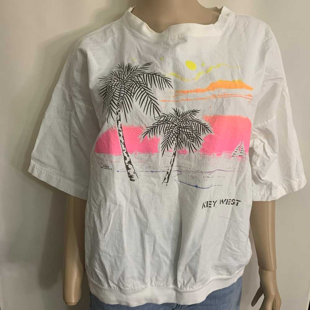 Unisex Vintage 80s cotton tropical beach pattern … - image 7