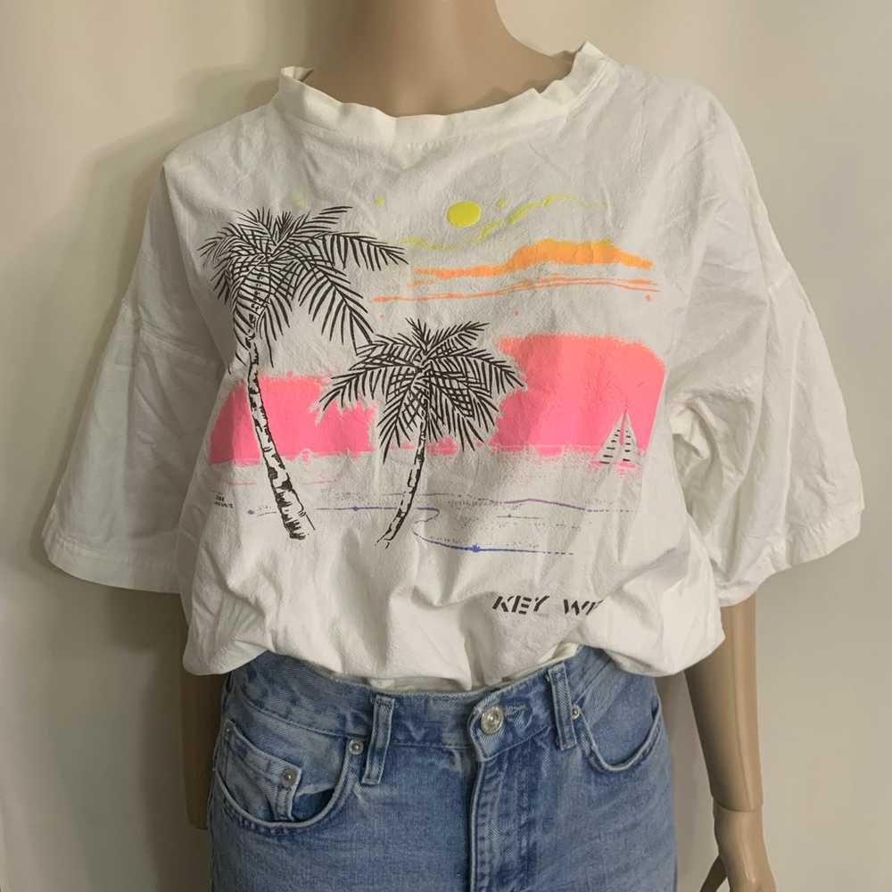 Unisex Vintage 80s cotton tropical beach pattern … - image 8