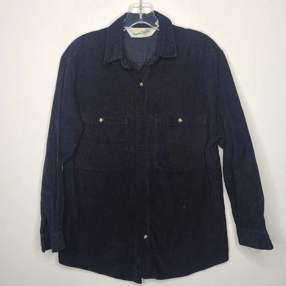 VTG Diane von Furstenberg black corduroy button d… - image 1