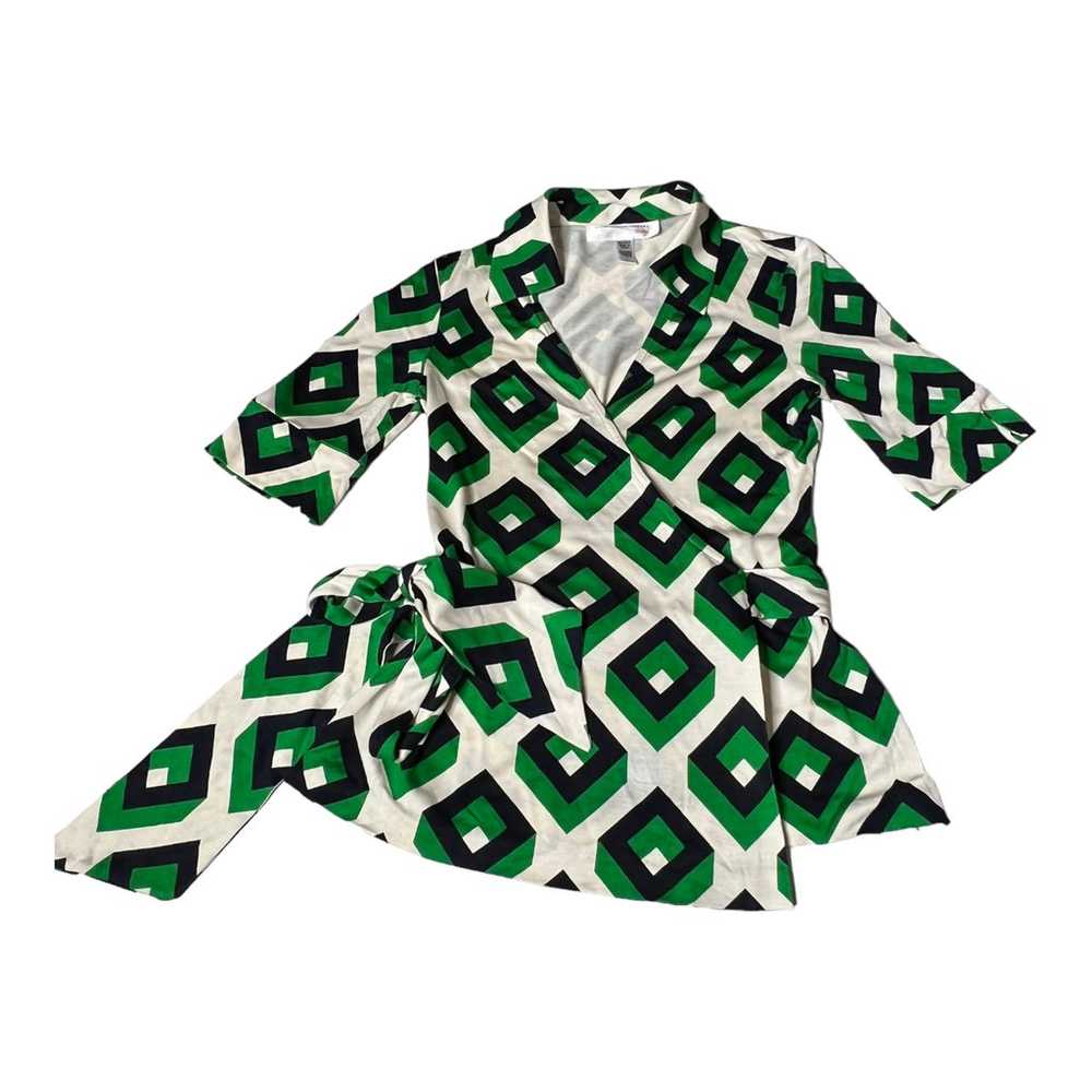 Diane Von Furstenberg Vintage Green Black Jill Wr… - image 2