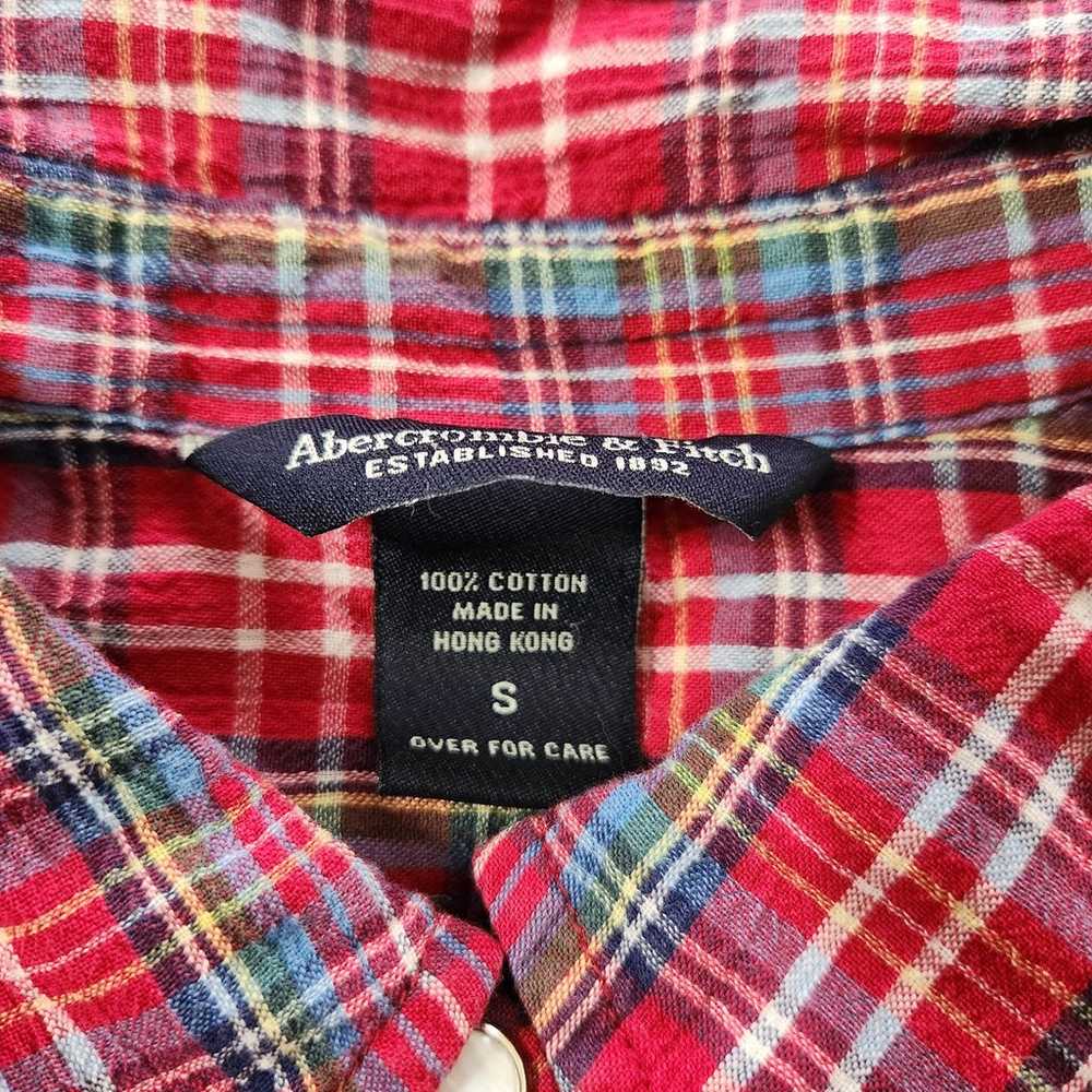 Abercrombie & Fitch Vintage Red Plaid Snap Close … - image 2