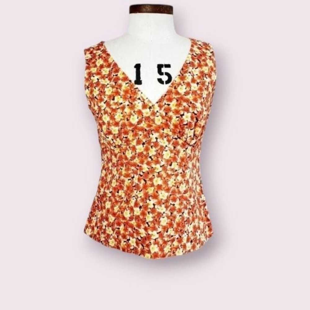 Vintage 70s floral v neck top cottage core - image 2