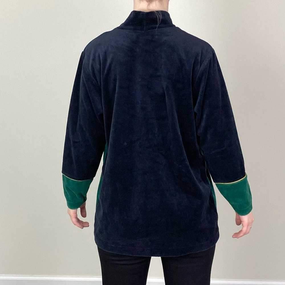 Green and Black Velour Colorblock Top - image 2