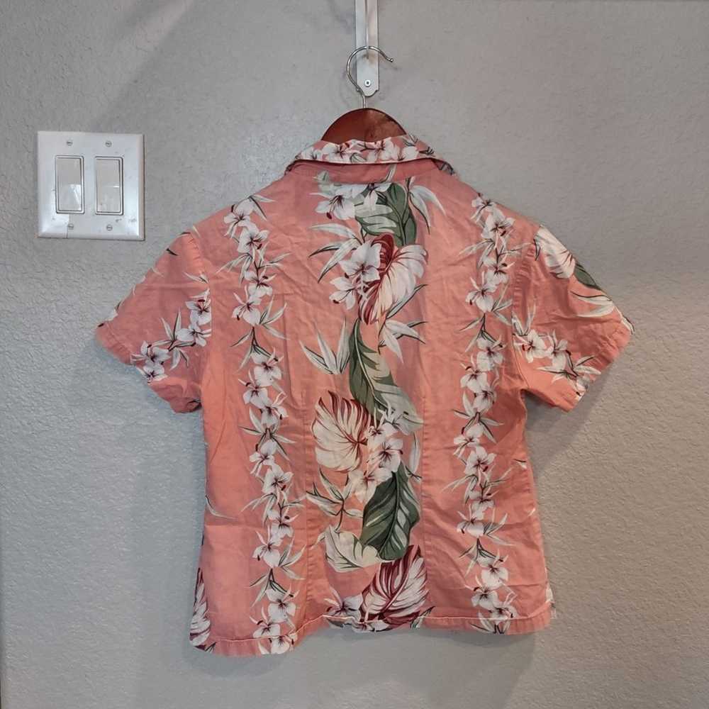 Vintage pink floral royal Hawaiian button down sh… - image 5