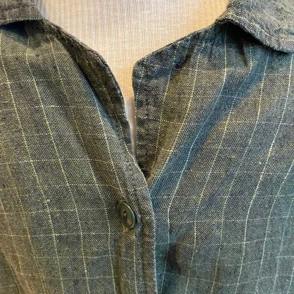 Flax Vintage hunter green plaid button down top - image 4