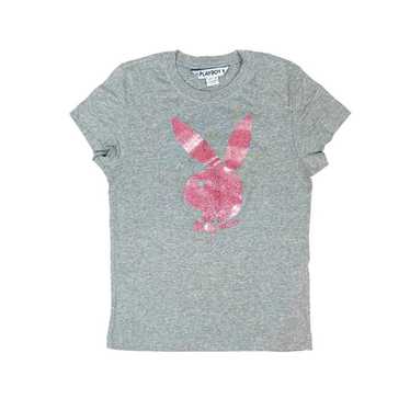 Vintage 2000s Y2k Playboy Gray Baby Tee