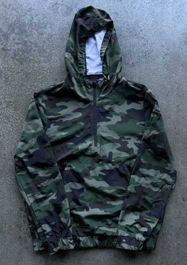 Forever 21 CAMO QUARTER ZIP RAIN JACKET HOODIE