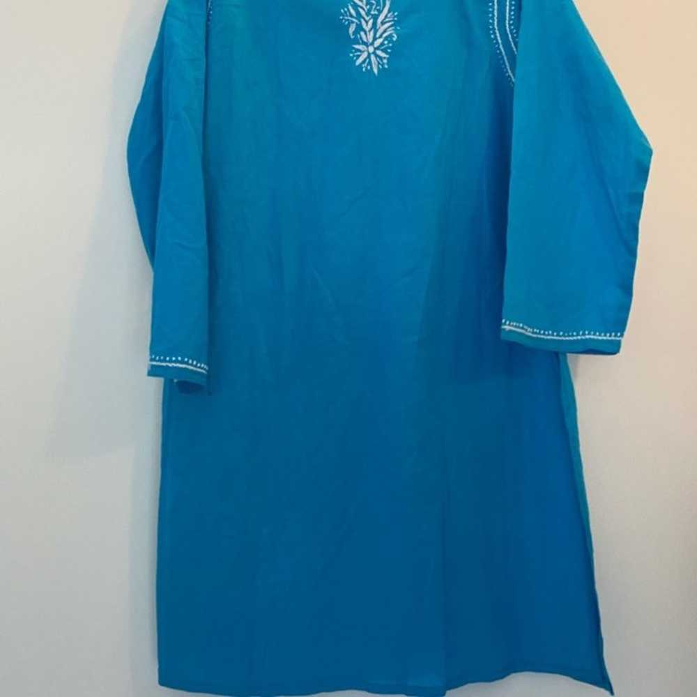 Boho Tunic Turquoise Blue Reworked Vintage - image 7