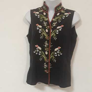 VTG. 100% SILK ASIAN EMBROIDERED S TOP - image 1