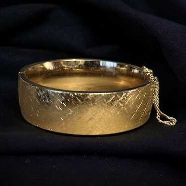 Monet Vintage Monet gold hinged bangle bracelet - image 1