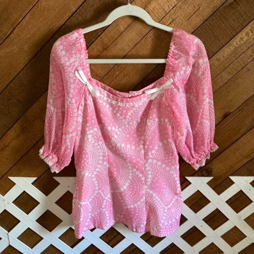 Vintage pink groovy spots blouse - image 1