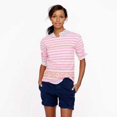 J.Crew Multi-color Stitchwork Stripe Top