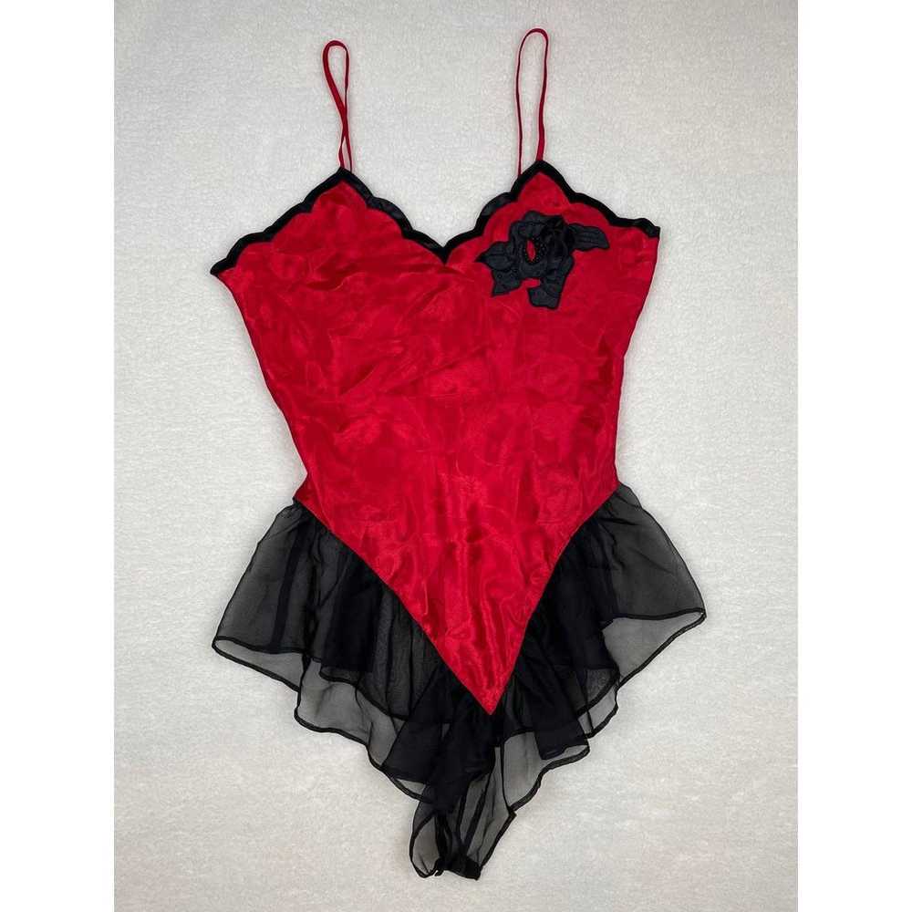 Victoria’s Secret Vintage Gold Label Red Satin Bo… - image 1