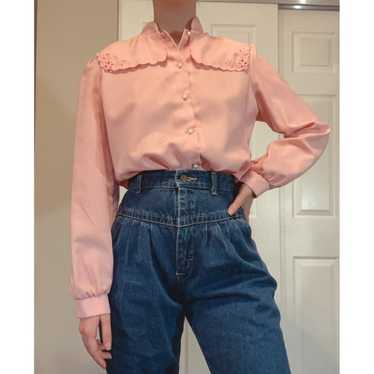 Vintage 80s peter pan collared blouse - image 1