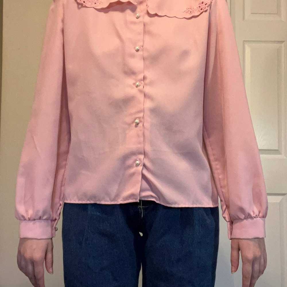 Vintage 80s peter pan collared blouse - image 5