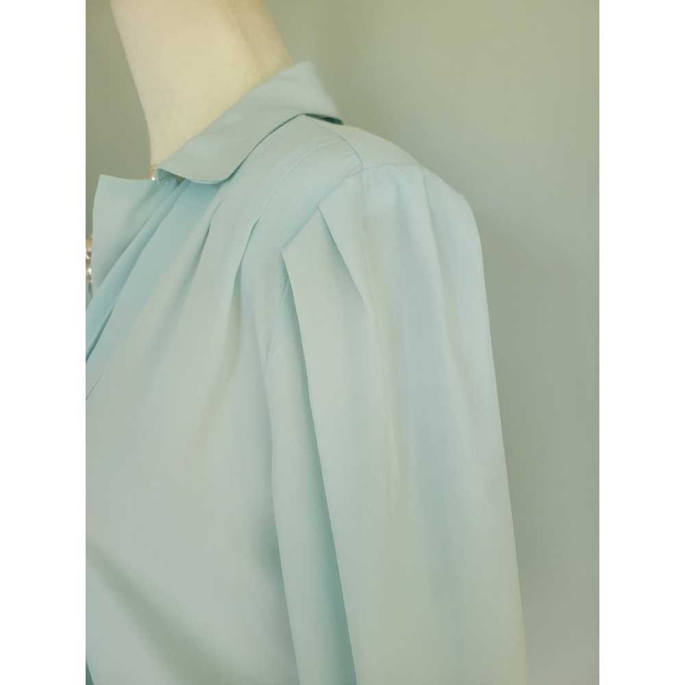 Vintage 80s Nicola Paneled Satin Blouse Pale Baby… - image 2