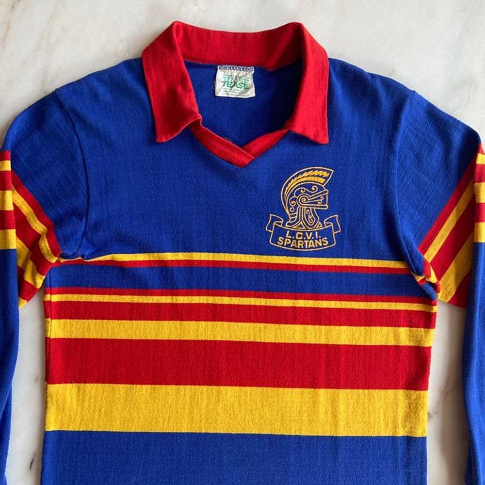 VINTAGE 1980s RUGBY POLO SHIRT VARSITY SCHOOL JER… - image 2