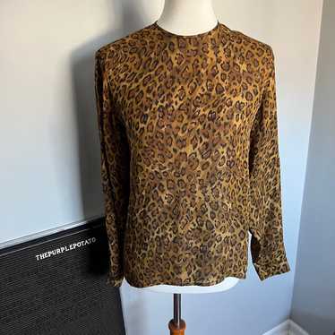 Vintage 1980s/1990s Anne Klein Animal Print Silk … - image 1