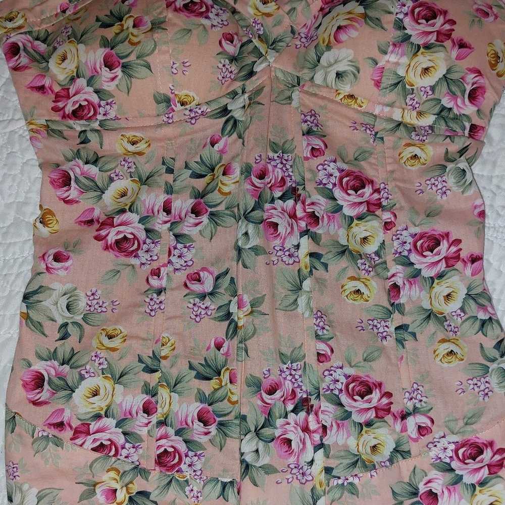 VINTAGE 90S Y2K FLORAL STRAPLESS CORSET TOP - image 1