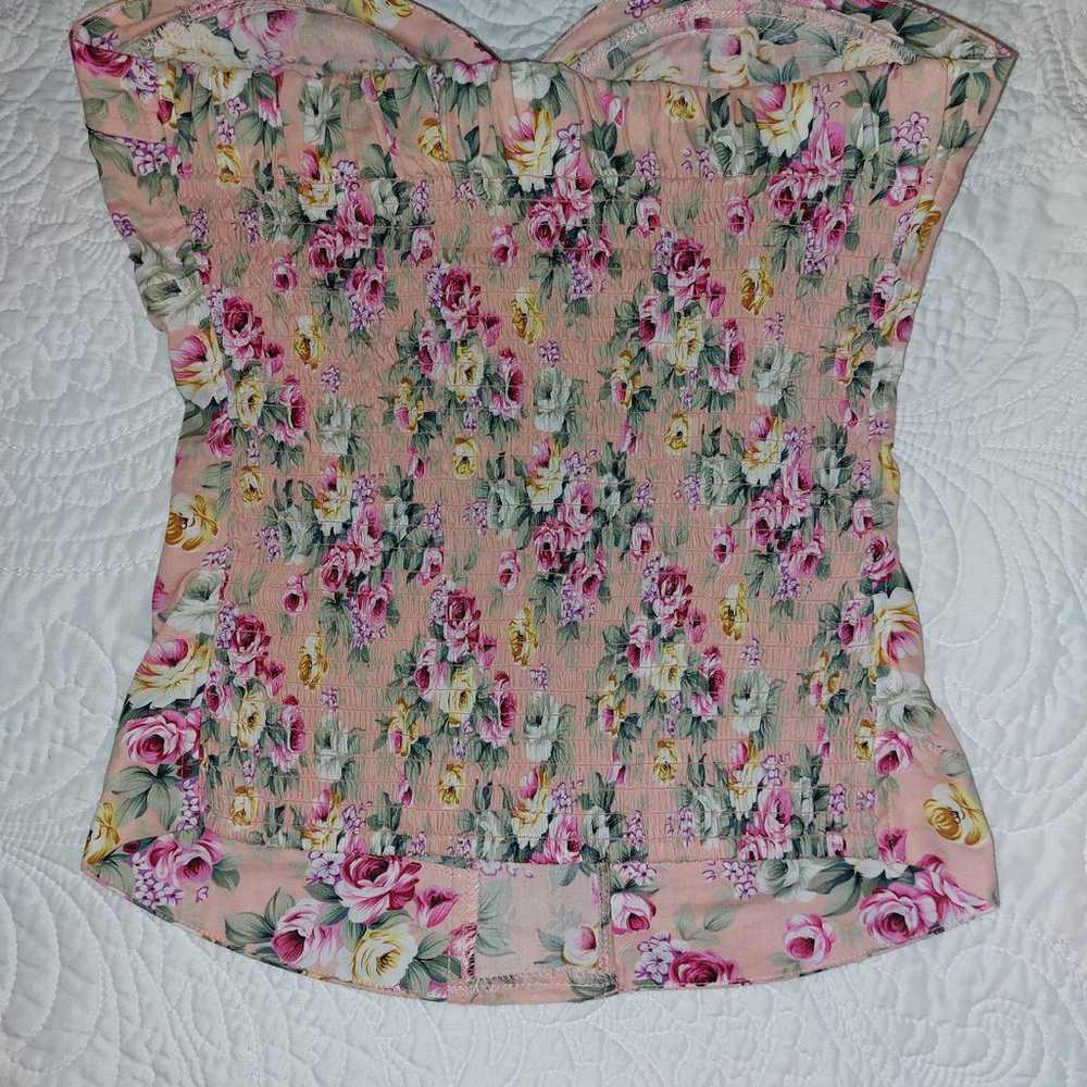 VINTAGE 90S Y2K FLORAL STRAPLESS CORSET TOP - image 2