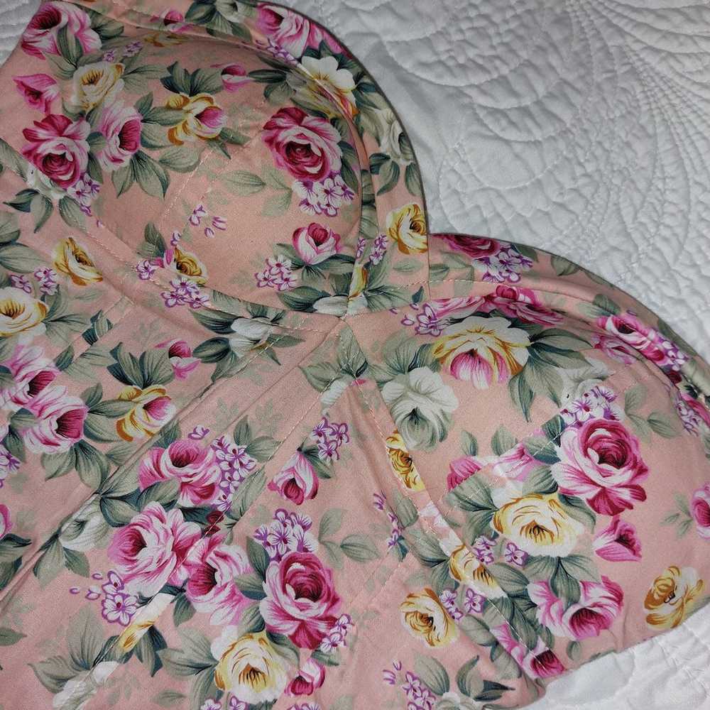 VINTAGE 90S Y2K FLORAL STRAPLESS CORSET TOP - image 5