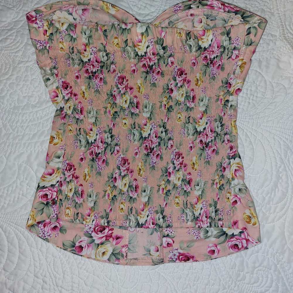 VINTAGE 90S Y2K FLORAL STRAPLESS CORSET TOP - image 7