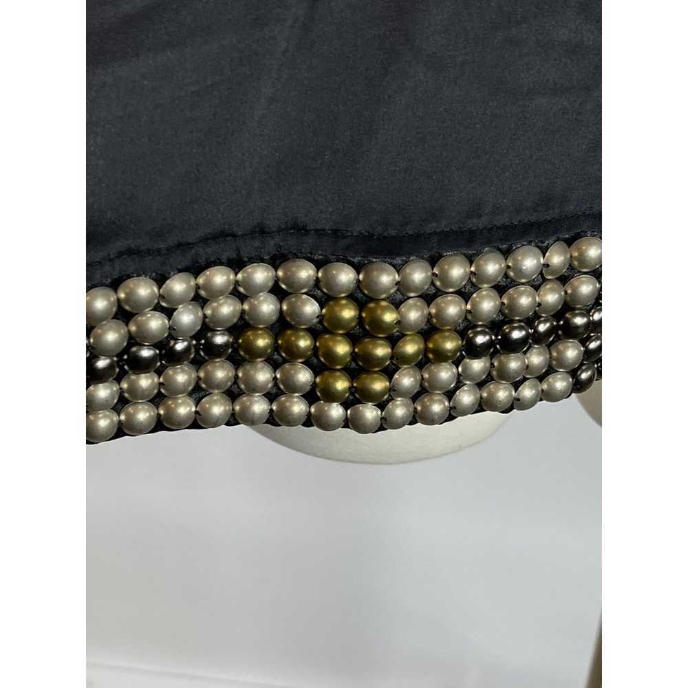 Akiko Black 100% Silk Sleeveless Top Gold & Gunme… - image 3