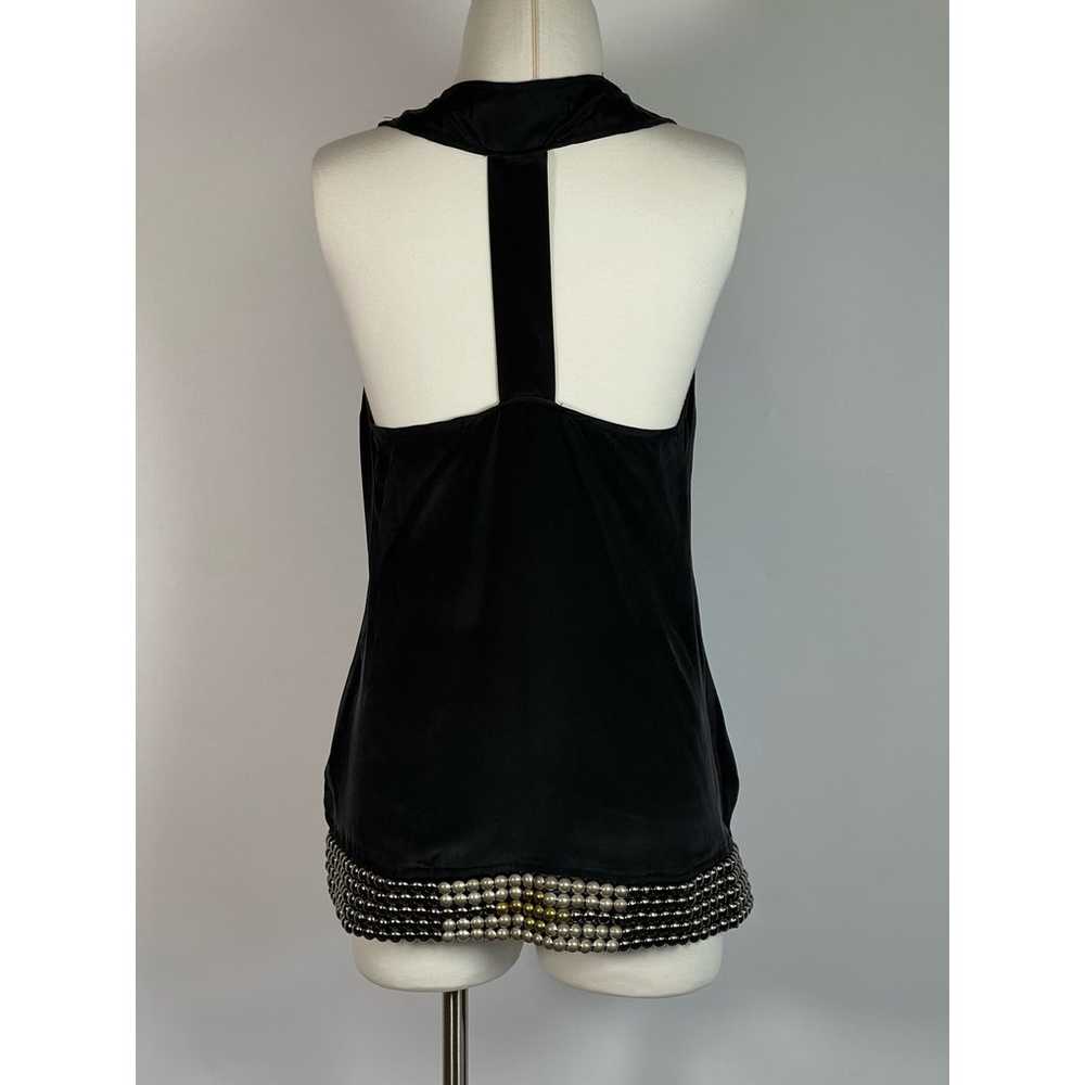 Akiko Black 100% Silk Sleeveless Top Gold & Gunme… - image 5