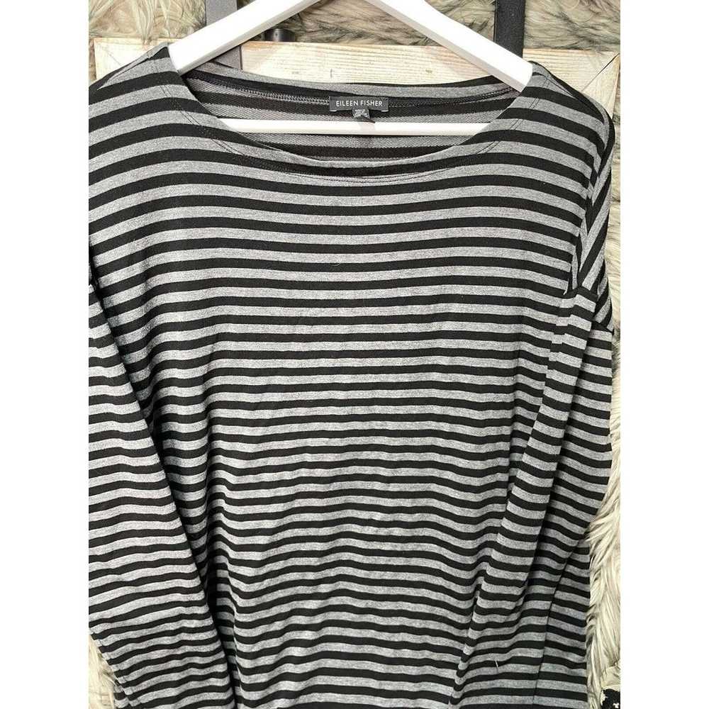 Eileen Fisher Black and Gray Striped Super Soft L… - image 2