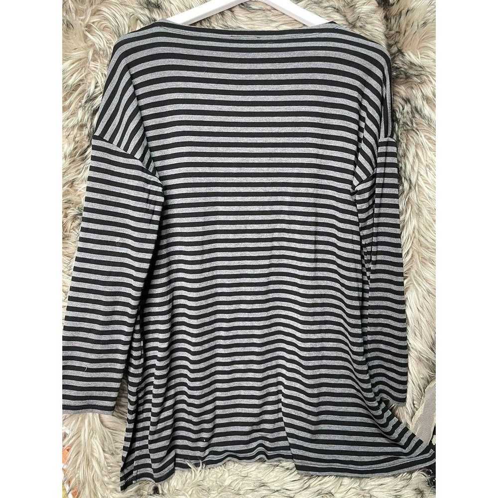 Eileen Fisher Black and Gray Striped Super Soft L… - image 4