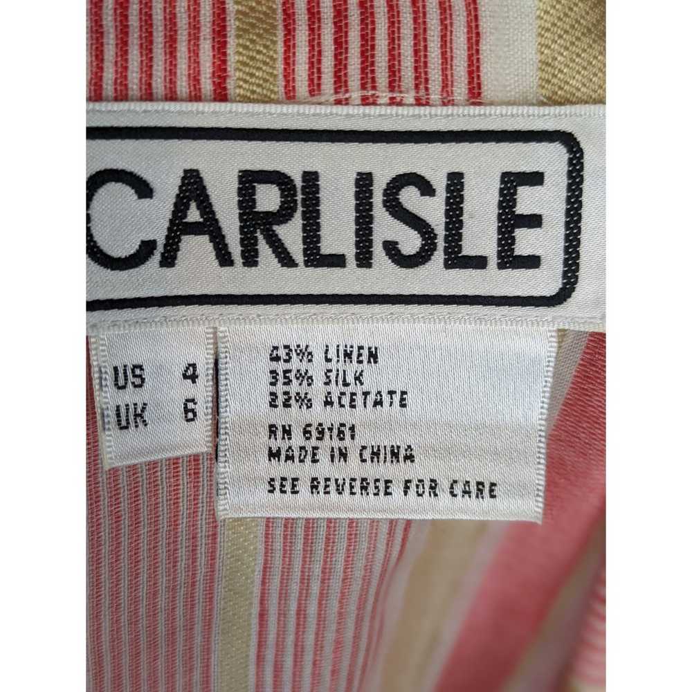 Vintage Carlisle Top Shirt Linen Silk Striped Met… - image 10