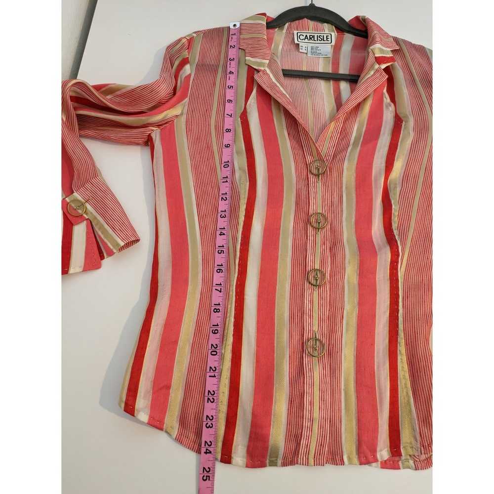 Vintage Carlisle Top Shirt Linen Silk Striped Met… - image 12