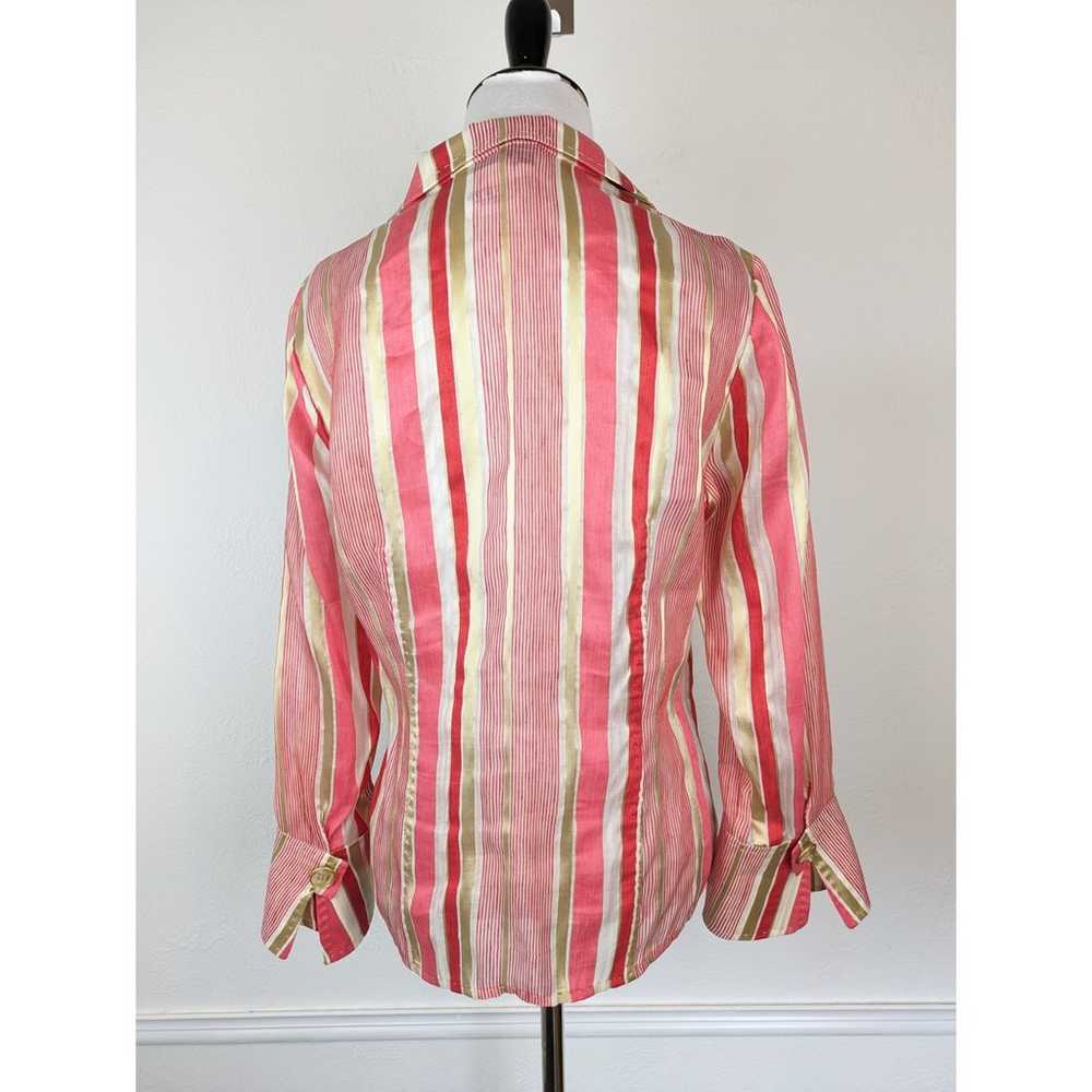 Vintage Carlisle Top Shirt Linen Silk Striped Met… - image 6