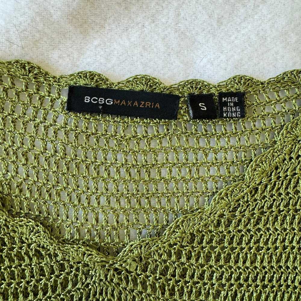 Vintage BCBG Crochet Green Top Sweather Size S - image 2