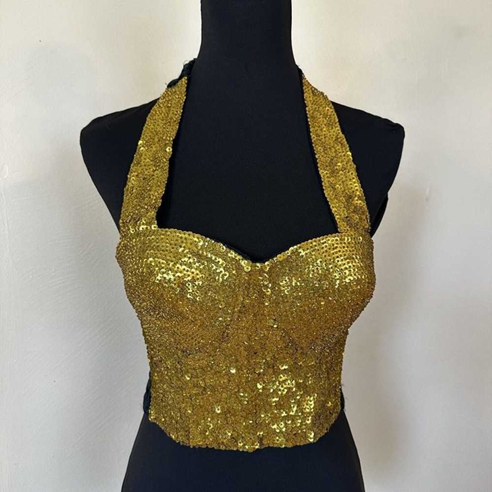 Fashion Fantasy Women’s Halter Top Gold Black Bus… - image 1