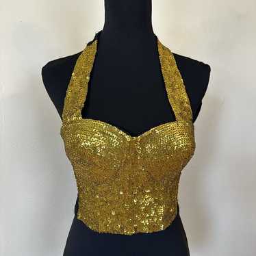 Fashion Fantasy Women’s Halter Top Gold Black Bus… - image 1